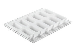 Cremino szilikon fagylaltforma, 2 forma x 6 üreg 9,2 x 4,5 x H 2,3 cm + tálca + 50 pálcika + 50 pálca - Img 4