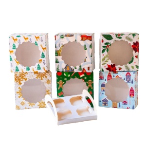 Cutii Desert pentru Craciun 6 Modele 17.5 x 17.5 x H 8.5 cm, 18 buc - Img 2