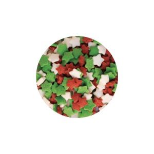 Decor Zahar Stelute Alb, Rosu, Verde, 70 gr