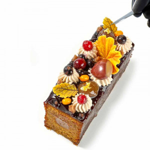 Dupla sárga ívelt leveles csokoládé dekoráció, 3,3x1,9 cm, 120 gr, 144 darab - Img 3
