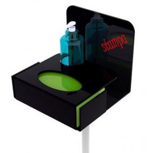Glove Holder and Sanitising Bottle Ø 10.2 cm, Black Plexiglas, H126 cm - Img 2