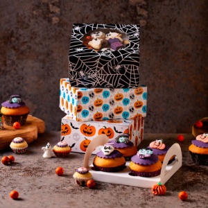 Halloween desszertes dobozok 17,5 x 17,5 x H 8,5 cm, 24 db - Img 3