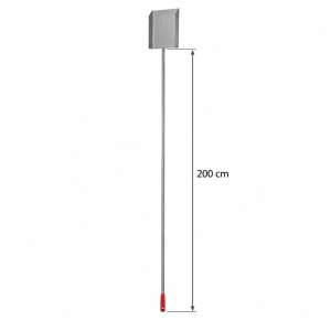 Lopata pentru Cenusa si Jar, Otel Inox 50 x 5 cm, Maner 200 cm Rosu