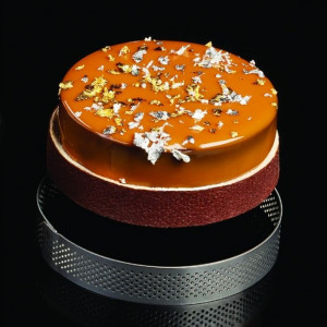Microperforated Stainless Steel Round Tarte Frame, Ø9xH3.5cm
