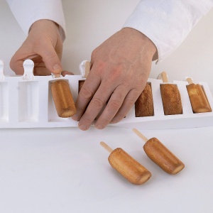 Mini Chic Silicone Ice Cream Mould, 2 moulds x 8 cav. 6.9 x 3.8 x H 1.8 cm, 38 ml, 100 sticks - Img 7