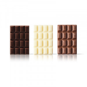 Mini Tablete de Ciocolata Neagra, cu Lapte si Alba Dobla, 4.5x3 cm, 790 gr, 230 Buc