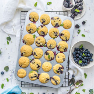 Minimuffins tálca - 24 Cavitati Alap Ø 3 x Top Ø 4,3 x H 3 cm, tapadásmentes fém - Img 2
