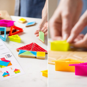 Műanyag vágógépek Geometrikus formák - Tangram puzzle, 6 db-os készlet + 20 lehetséges modell - Img 3