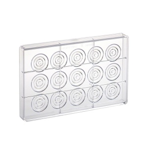 Napolitain Ciocolata Ø 3.9 x H 0.45 cm - Polycarbonate mould Circle, 15 cavities - Img 2