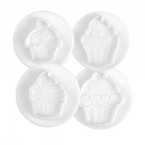 Party Cupcakes - Decupatoare Plastic cu Extractor Ø 3.3 - 5 cm, Set 4 Buc - Img 1