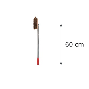 Perie Vatra Cuptor, 22.5 cm cu Fire Naturale, Maner Otel Inox 60 cm Rosu