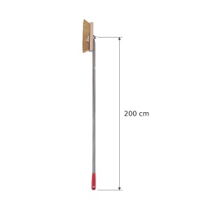 Perie Vatra Cuptor, 30 cm cu Fire Alama, Maner Otel Inox 200 cm Rosu