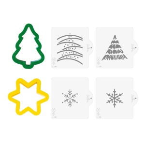 Plastic Christmas Cutters - Star and Fir Tree Ø 7 - 8 x H 2.2 cm, 2 pcs + 4 Sand Sands - Img 2