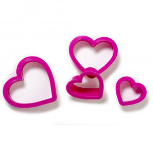 Plastic Heart Cutters, R 4 - 8 x H 2.2 cm, Set 4 pcs - Img 2