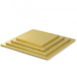Platou Tort Patrat Auriu, 20 x 20 x H 1.2 cm - Img 2