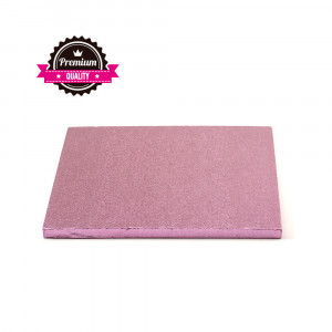 Platou Tort Patrat Roz, 25 x 25 x H 1.2 cm
