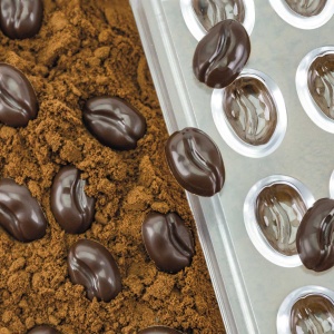 Polycarbonate mould 80 Praline Mini Coffee, 1.7 x 1.2 x H 0.5 cm, 0.7 gr