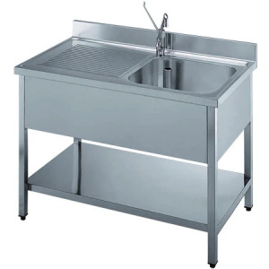 Premium 1 bowl stainless steel sink, left drainer, 100 x 70 x H 90 cm