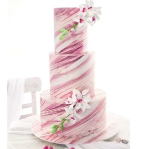 Printed Sugar Paste, Wedding Marble Pattern Pink Marble, 60x41 cm, Set of 4 pcs - Img 2