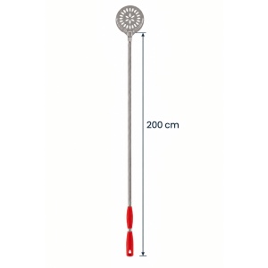 Professional Oven Pizza Turner, Round Perforated Stainless Steel Ø 21 cm, 200 cm Red Handle
