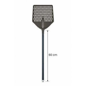 Professional Pizza Shovel Slate Square Perforated, Hard anodised aluminium, 33×33 cm, Handle 60 cm