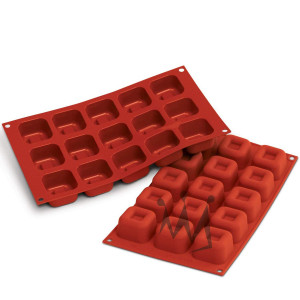 Savarin Square Medium Square Silicon Savarin Tin 4.8x4.8xH2.9cm, 15 cavities (SF081) - Img 1
