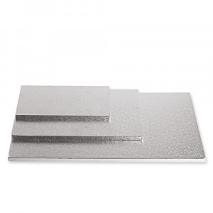 Set of 10 Rectangular Silver Rectangular Cake Plates, 30 x 20 x H 1.2 cm - Img 2
