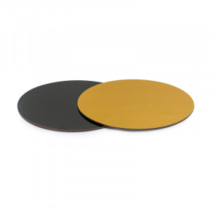 Set of 50 Round Cake Plates 2 Girls Black/Gold, Ø26xH0.3cm - Img 1