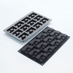 Silicon Brick mould 6 x 4 x H 1.6 cm, 12 cavities, 27 ml - Img 1