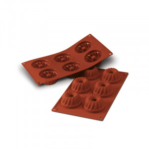Silicon Gugelhopf mould, Ø 7.5 x H 4 cm, 6 cavities, 100 ml (SF209) - Img 1