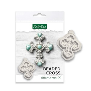 Silicon mould Cross with Gemstones 4.5 x 3.2 x 0.4 cm - Img 1