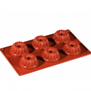 Silicon mould Gugelhuph Ø6xh3.3cm, 6 cavities