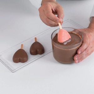 Silicone Mini Heart-IC Ice Cream mould, 2 moulds x 6 cav. 5.5 x 6.8 x H 1.8 cm, 45 ml, 50 sticks - Img 9