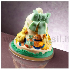Silicone Mould 3D Bell Shape 3D Decorated with Flowers, Ø 14.5 x H 17 cm - Img 2