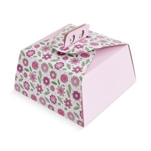 Square Dessert / Cake Box, Cardboard Floral Design 27 x 27 x H 13.5 cm - Img 2