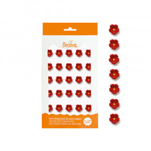 Sugar Decor - Red Flowers R 1 cm, 30 pieces