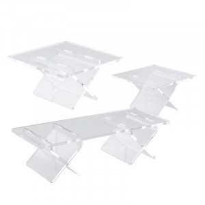 Suport Bufet Plexiglas Transparent kit 3 buc 25x25xH14, 30x30xH19, 50x20xH14 cm