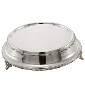 Suport Tort Alama Argintata Rotund, Ø 36 x H 11.5 cm, Stil Royal Queen