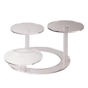Suport Tort / Bufet, 3 Etaje, Plexiglas Trasparent, Ø 65 x H 26 cm