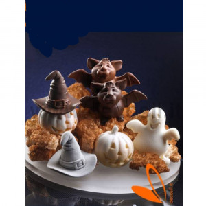 Szilikon Halloween Halloween forma - 3D boszorkánysapka, Ø 7 x H 5,8 cm, 3D boszorkány kalap, Ø 7 x H 5,8 cm - Img 3
