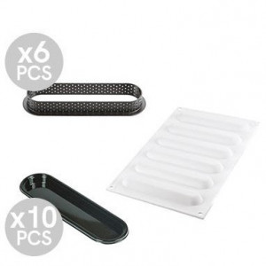 Tarte Set 14.6 x 3.5 cm, 6 Microperforated Copper + Silicon Mould 6 cavities - Img 1