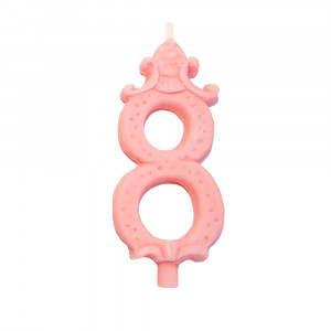 Torta gyertya H 8,5 cm, 8-as figura, rózsaszínű