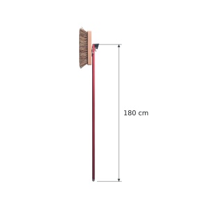 Vatra sütőkefe, 22,5 cm, természetes szálakkal és kaparóval, 180 cm-es alumínium fogantyúval, piros