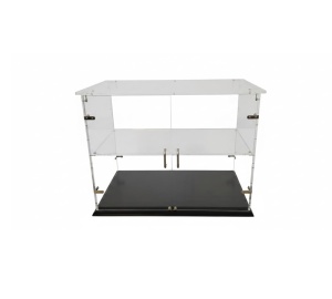 Vitrina Banc Neutra cu 2 Planuri Expunere, Plexiglas Transparent/Negru, 67 x 40 x H 53 cm