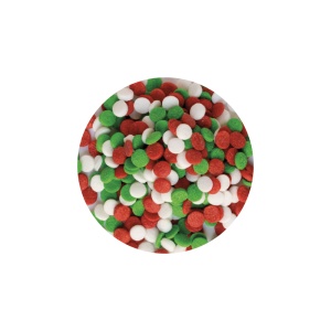White, Red and Green Sugar Sprinkles, 70 g