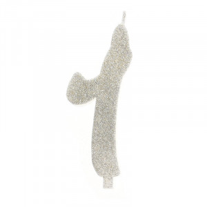 Свещ за торта XL H 12 cm, фигура 1, сребро - Img 1