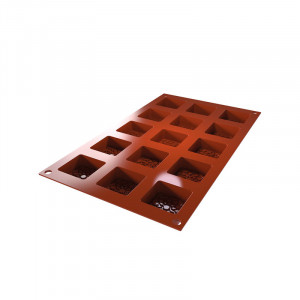 Силиконова форма Square Decor Maur Maur 4 x 4 x H 1,6 cm, 15 кухини, 23 ml (SF379) - Img 4