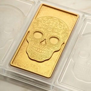 Шоколадови блокчета 15,4 x 7,7 x H 0,9 cm - Поликарбонатен калъп Череп, 3 кухини, 100 gr - Img 3