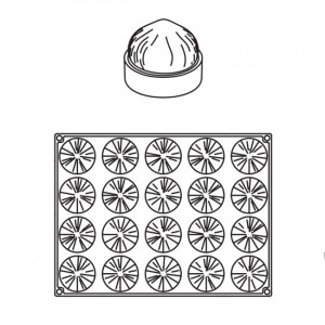 Aluna/Nuca Coconut, Ø6xH3.5cm - Silicon mould Noisette Single Portion, 20 cavities - Img 3