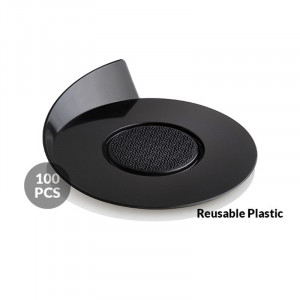 Baza Plastic Prezentare Monoportii, Model Rotund Negru, Ø 8.6 cm, Set 100 Buc - Img 1